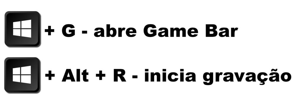 Atalhos para o Game Bar e para iniciar a gravação