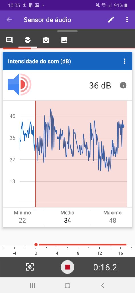 Gravando o sensor de áudio