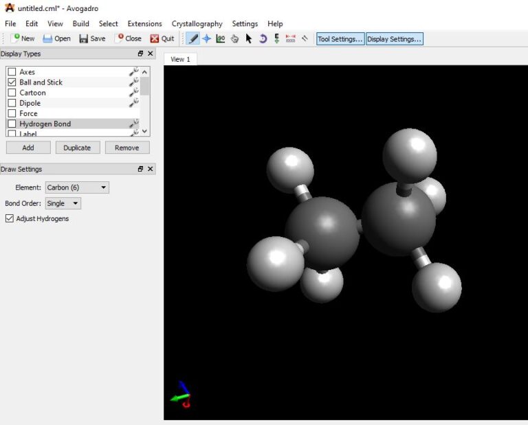 Clique em um dos hidrogênios para acrescentar um carbono.